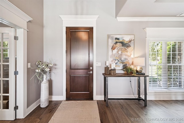 27920 160th St, Coweta, OK 74429 - foyer entrance featuring dark wood-style flooring and baseboards