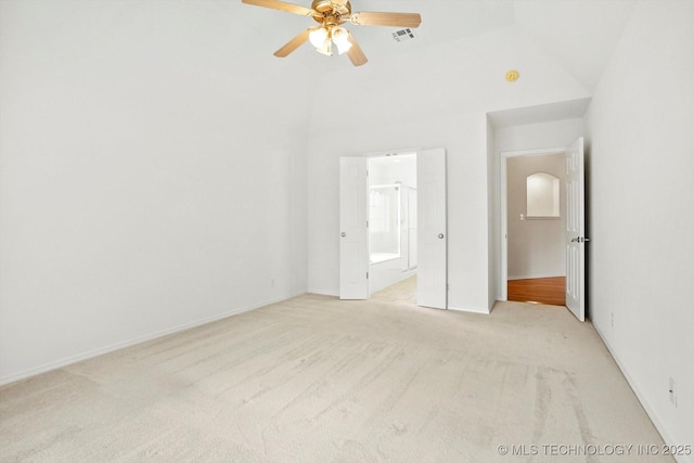1005 E Fargo St, Broken Arrow, OK 74012 - unfurnished bedroom featuring light carpet, a ceiling fan, and connected bathroom