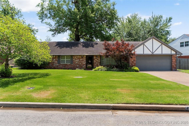 6016 E 52nd Pl, Tulsa, OK 74135 - view of front facade with a garage, concrete driveway, brick siding, and a shingled roof