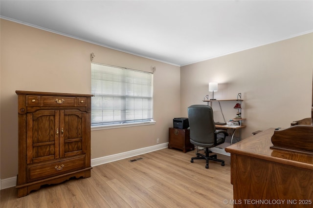 6016 E 52nd Pl, Tulsa, OK 74135 - office area featuring light wood-type flooring and ornamental molding