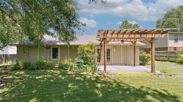 1800 N 26th St, Broken Arrow, OK 74014 - back of house with a pergola, a patio, and brick siding
