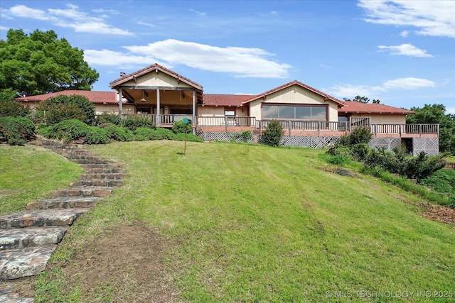 17331 S 174th Ave E, Bixby, OK 74008 - view of grassy yard with a wooden deck