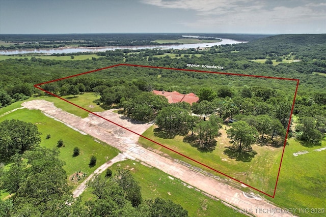 17331 S 174th Ave E, Bixby, OK 74008 - aerial overview of property's location with a large body of water and property parcel outlined