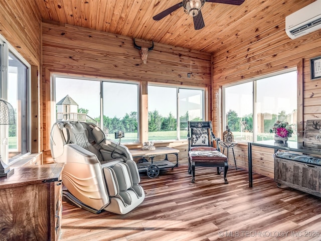 353800 E 5400th Rd, Maramec Twp, OK 74045 - sunroom featuring a wall unit AC and plenty of natural light