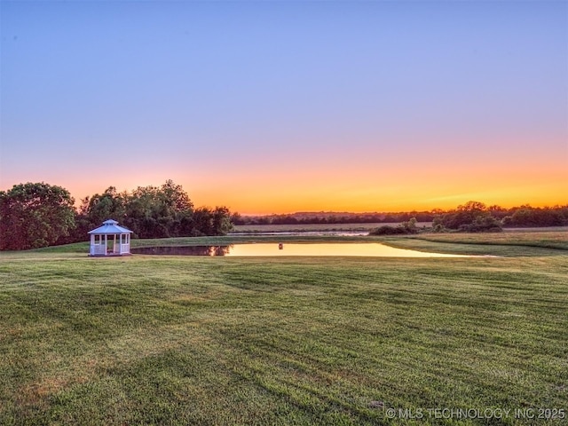 353800 E 5400th Rd, Maramec Twp, OK 74045 - view of grassy yard with a water view and a gazebo