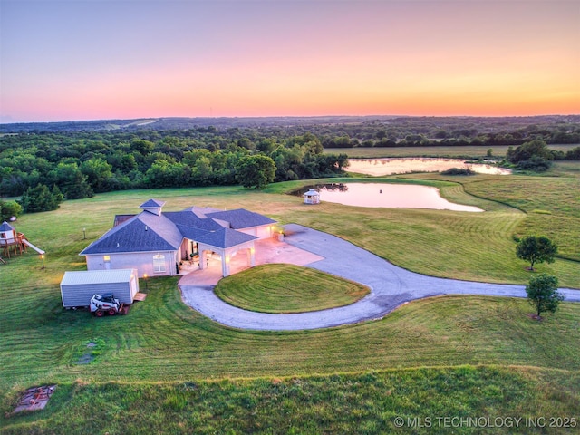 353800 E 5400th Rd, Maramec Twp, OK 74045 - aerial view at dusk of a water view