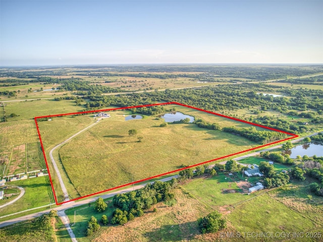 353800 E 5400th Rd, Maramec Twp, OK 74045 - overview of rural landscape featuring a nearby body of water and property boundaries highlighted