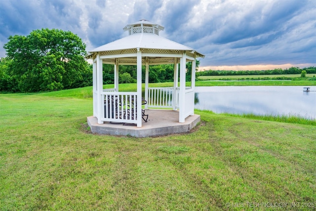 353800 E 5400th Rd, Maramec Twp, OK 74045 - view of green lawn with a gazebo and a water view