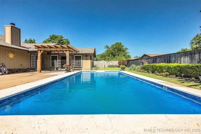 2847 W 115th Pl S, Jenks, OK 74037 - view of swimming pool featuring a pergola, a fenced backyard, and a patio area