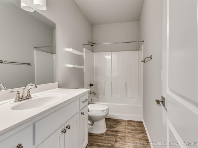 7809 S Redbud Ave, Broken Arrow, OK 74011 - bathroom featuring vanity, wood finished floors, and  shower combination