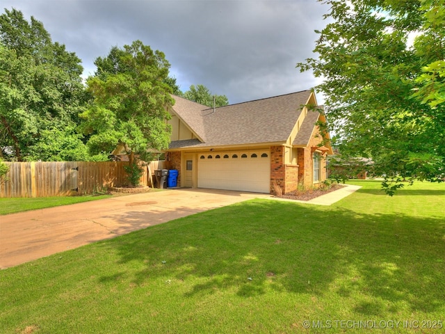 7001 S Redbud Ave, Broken Arrow, OK 74011 - view of front of home with roof with shingles, an attached garage, brick siding, and driveway