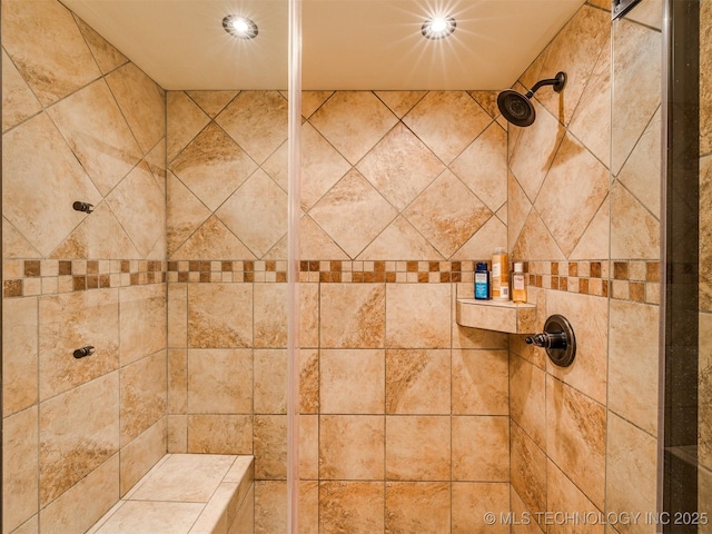 7001 S Redbud Ave, Broken Arrow, OK 74011 - full bathroom with a tile shower and recessed lighting