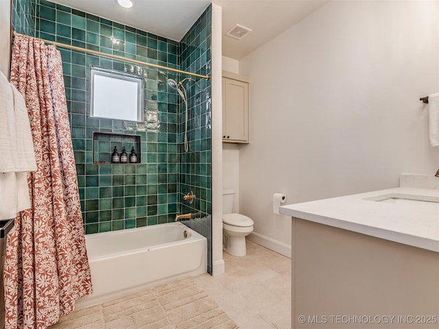409340 E 1190th Rd, Eufaula, OK 74432 - bathroom with vanity, shower / bath combination with curtain, and tile patterned floors
