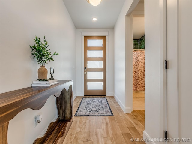 409340 E 1190th Rd, Eufaula, OK 74432 - entryway with light wood-type flooring and baseboards