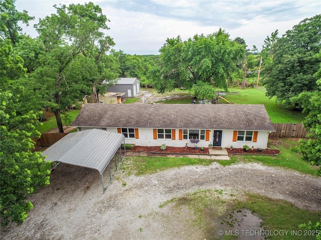 11598 E Oak St, Claremore, OK 74019 - single story home with dirt driveway
