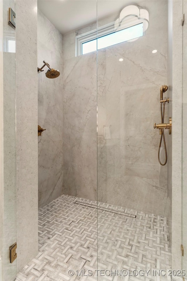 2524 E 66th Pl, Tulsa, OK 74136 - full bathroom featuring a marble finish shower