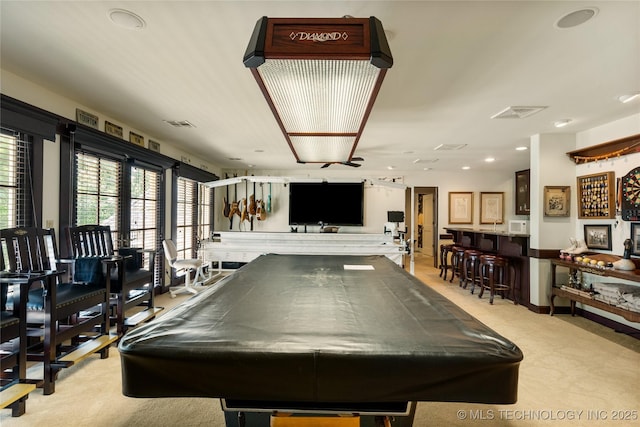 2524 E 66th Pl, Tulsa, OK 74136 - recreation room with pool table, recessed lighting, and light carpet