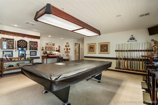 2524 E 66th Pl, Tulsa, OK 74136 - game room with billiards, carpet, and recessed lighting