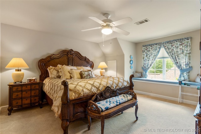 2524 E 66th Pl, Tulsa, OK 74136 - bedroom featuring carpet, a ceiling fan, and vaulted ceiling