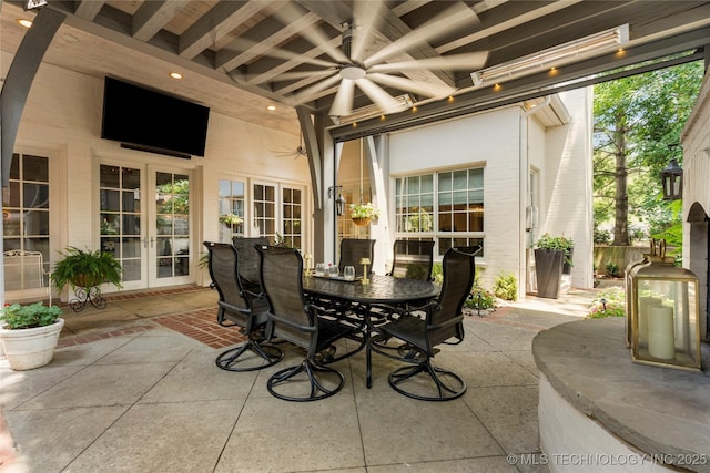 2524 E 66th Pl, Tulsa, OK 74136 - view of patio / terrace with french doors, a ceiling fan, and outdoor dining area