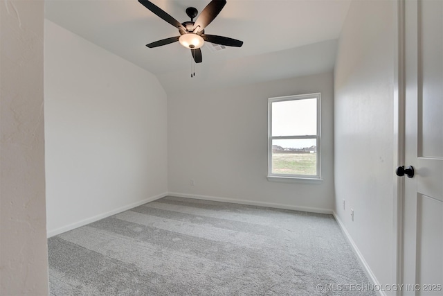 7117 E Queens St, Broken Arrow, OK 74014 - unfurnished room with carpet, lofted ceiling, and a ceiling fan