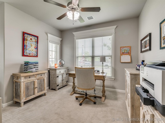 5509 E 121st Pl S, Tulsa, OK 74008 - office area with a ceiling fan and light carpet