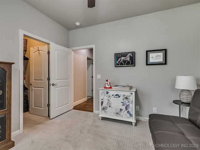5509 E 121st Pl S, Tulsa, OK 74008 - living area featuring carpet floors and ceiling fan