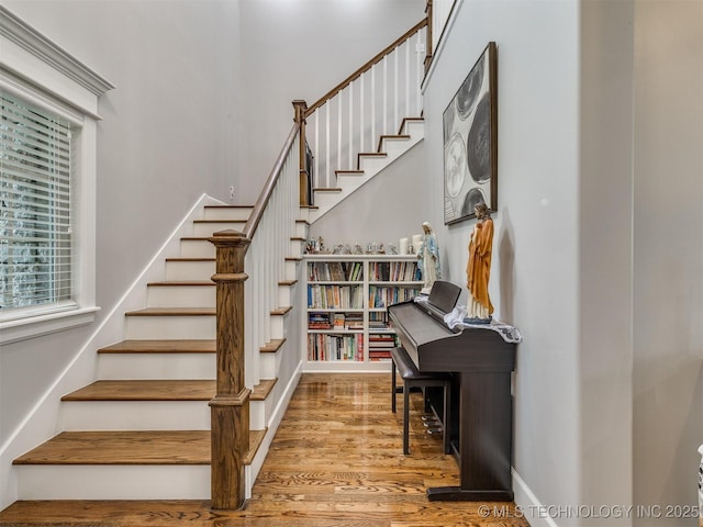 5509 E 121st Pl S, Tulsa, OK 74008 - stairs featuring wood finished floors