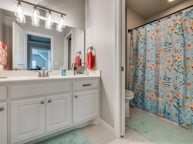 5509 E 121st Pl S, Tulsa, OK 74008 - bathroom with vanity, tile patterned floors, and a shower with shower curtain
