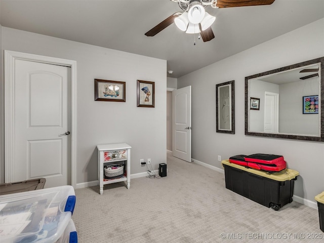 5509 E 121st Pl S, Tulsa, OK 74008 - carpeted bedroom with baseboards and a ceiling fan
