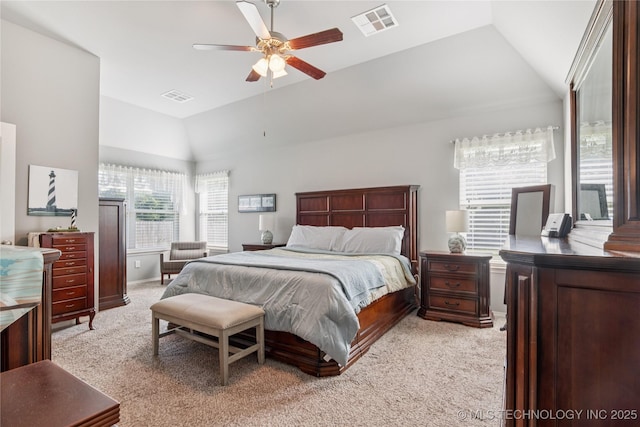 6904 S Chestnut Ave, Broken Arrow, OK 74011 - bedroom with lofted ceiling, light carpet, and ceiling fan