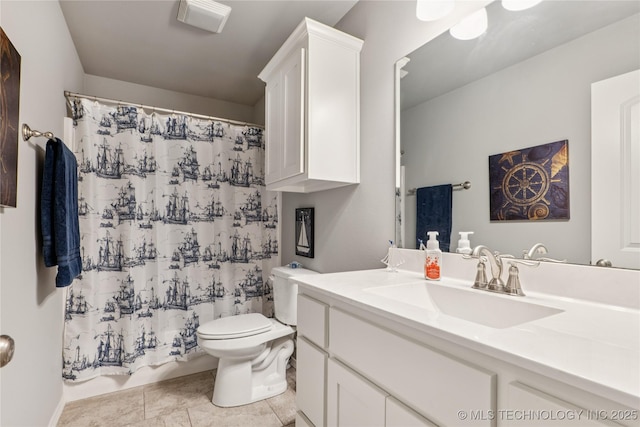 6904 S Chestnut Ave, Broken Arrow, OK 74011 - full bathroom with vanity, curtained shower, and tile patterned flooring