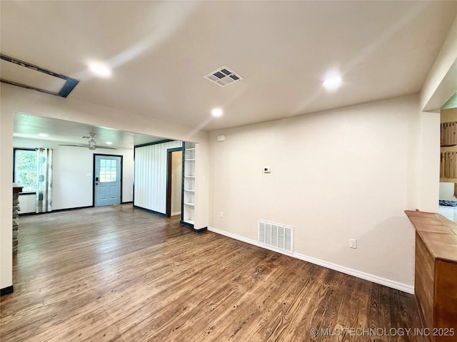 206 S 2nd St, Eufaula, OK 74432 - empty room featuring wood finished floors, a ceiling fan, and recessed lighting