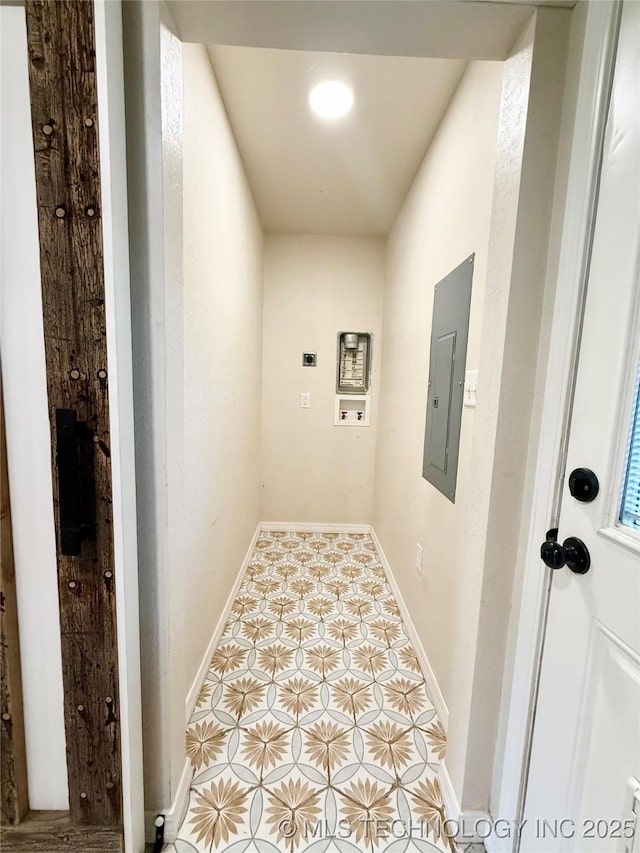 206 S 2nd St, Eufaula, OK 74432 - hall with electric panel and baseboards