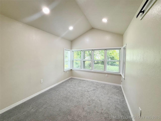206 S 2nd St, Eufaula, OK 74432 - carpeted empty room with lofted ceiling and recessed lighting
