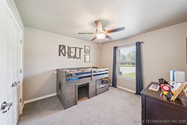 8035 Tims Ln, Claremore, OK 74019 - carpeted bedroom featuring baseboards and a ceiling fan