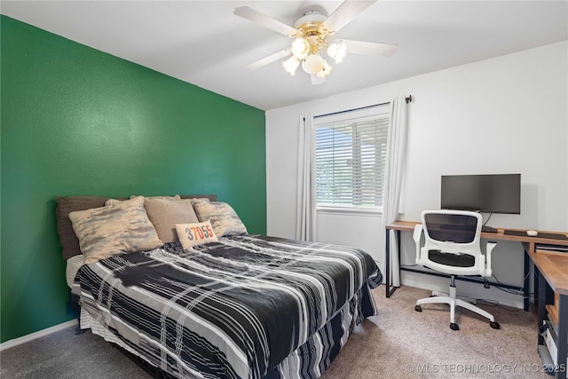 70155 S 336th Ct, Wagoner, OK 74467 - bedroom with carpet flooring, an office area, and a ceiling fan