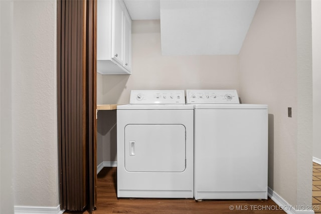 2807 E 90th St Unit 4, Tulsa, OK 74137 - washroom with washer and clothes dryer, wood finished floors, and cabinet space
