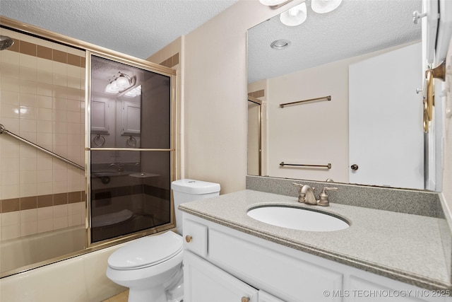 2807 E 90th St Unit 4, Tulsa, OK 74137 - full bath with a textured ceiling, vanity, and combined bath / shower with glass door