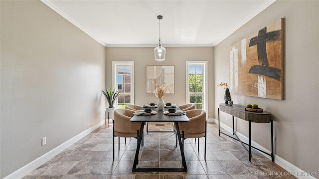 9198 E 120th St S, Bixby, OK 74008 - dining room featuring stone tile floors and crown molding