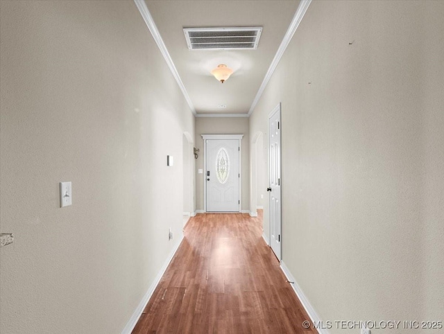23609 E 135th St, Coweta, OK 74429 - corridor with ornamental molding and wood finished floors