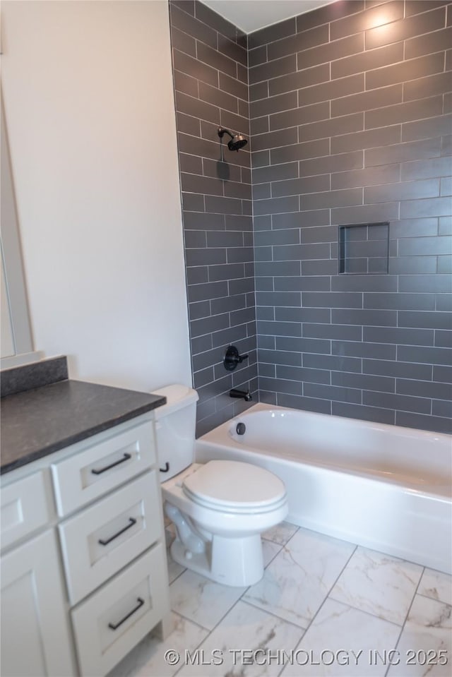 13661 S 23rd St, Bixby, OK 74008 - bathroom with marble finish flooring, vanity, and shower / bathtub combination