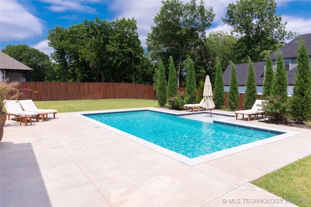 13661 S 23rd St, Bixby, OK 74008 - view of pool with a patio area and a fenced backyard