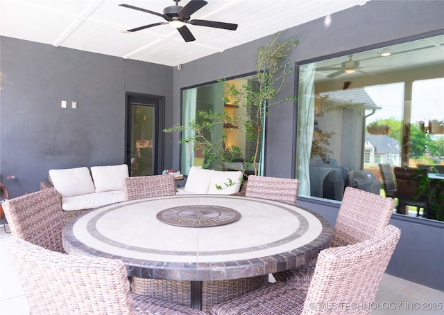 13661 S 23rd St, Bixby, OK 74008 - view of patio / terrace with a ceiling fan and outdoor dining area