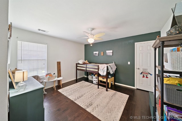 304 S 63rd St, Broken Arrow, OK 74014 - bedroom with dark wood-style flooring and a ceiling fan