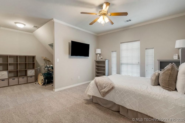8766 Haskell Dr, Broken Arrow, OK 74014 - carpeted bedroom with crown molding and ceiling fan