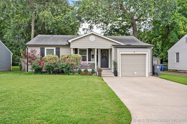 1628 E 45th Pl, Tulsa, OK 74105 - single story home featuring a porch, driveway, an attached garage, a front yard, and roof with shingles