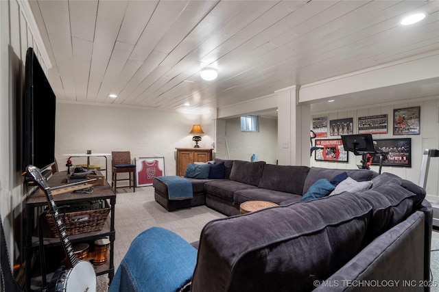 1249 E 26th St, Tulsa, OK 74114 - living room featuring carpet and recessed lighting