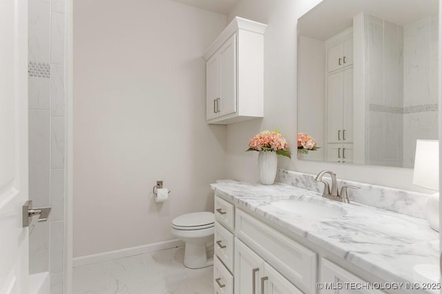 6501 S Fir Ave, Broken Arrow, OK 74134 - full bath featuring vanity, marble look tiles, and a shower