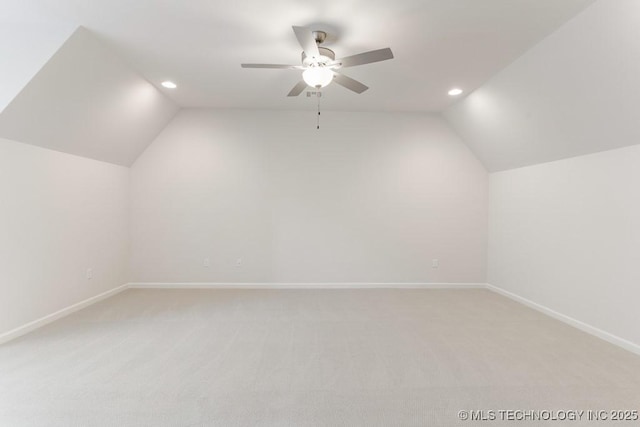 6501 S Fir Ave, Broken Arrow, OK 74134 - bonus room with lofted ceiling, a ceiling fan, recessed lighting, and light colored carpet